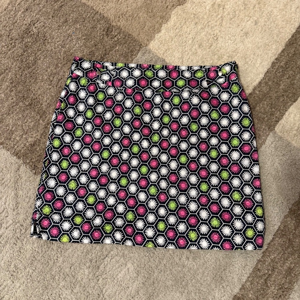 EP Pro Golf Skort Womens 16 Navy Pink Green‎ Floral Geometric Performance